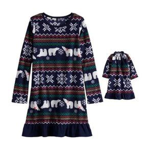 Holly Jolly Microfleece Night Gown & Doll Gown Set